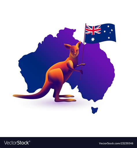 Kangaroo map and flag of australia Royalty Free Vector Image