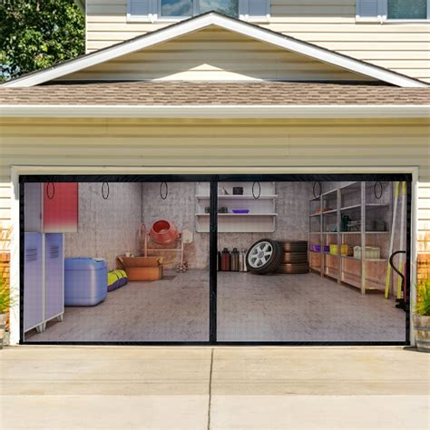 Garage Door Screen - 2 Car 16x7Ft Heavy Duty Mesh Screen for Garage Self Sealing Door Mesh ...