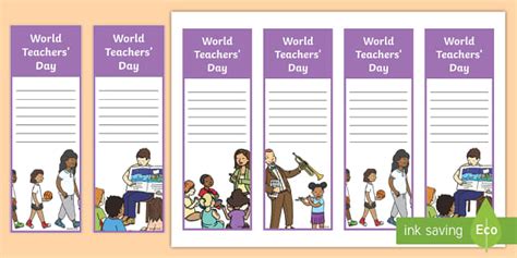 Bookmarks for Teachers - World Teachers' Day (teacher made)