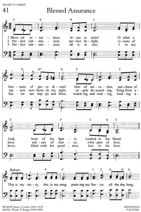 Hymns of Promise: a large print songbook 41. Blessed assurance, Jesus ...