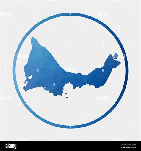 Providenciales icon. Polygonal map of the island in gradient ring. Round low poly Providenciales ...