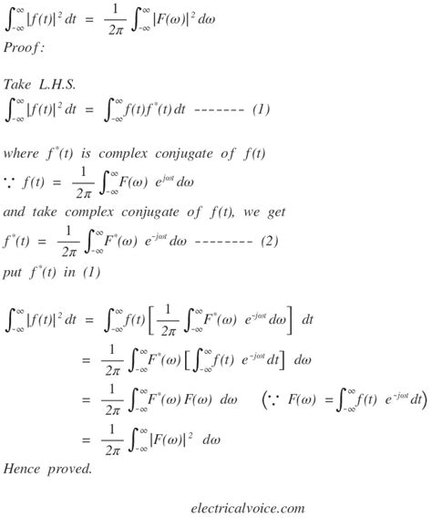 Parseval's theorem Proof | Electricalvoice