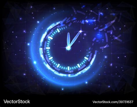 Futuristic sci-fi glowing hud clock fading Vector Image