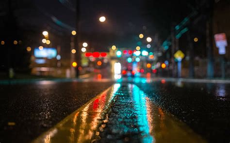 HD wallpaper: road colorful, city, illuminated, night, street, rain, wet | Wallpaper Flare