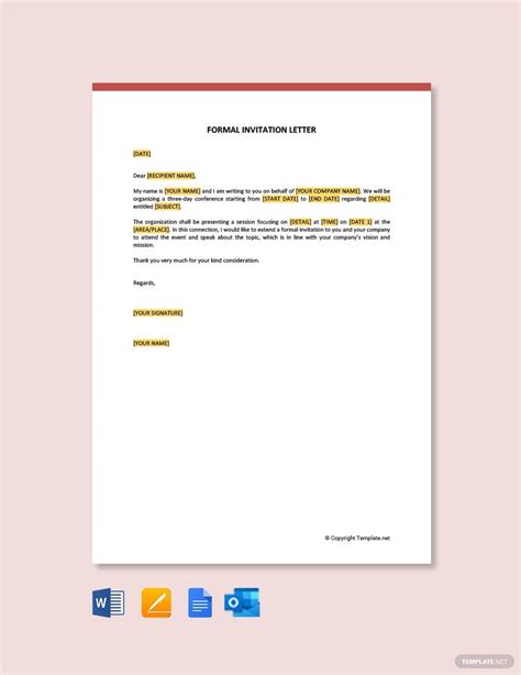 FREE Invitation Letter Template - Download in Word, Google Docs, PDF ...