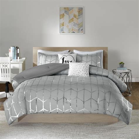 Intelligent Design Khloe 5-Piece Grey/Silver Full/Queen Comforter Set ...