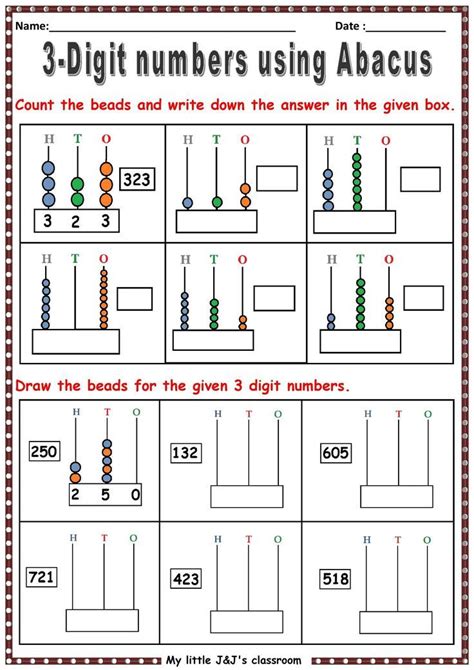 3 digit numbers worksheet # abacus worksheet in 2023 | Abacus math, Worksheets, 2nd grade ...