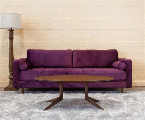 Daphne Purple Velvet Sofa - Midcentury - Living Room - Houston - by ...