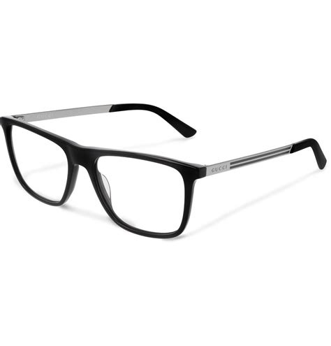 Gucci - Square-Frame Acetate and Silver-Tone Optical Glasses - Black Gucci