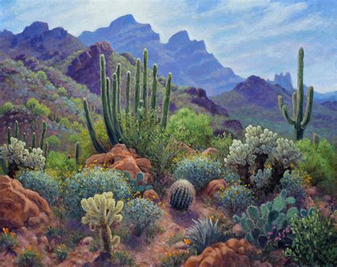 Ajo Mountain Morning 34" x 42"(Sold) | Desert landscape painting, Arizona landscape, Desert painting