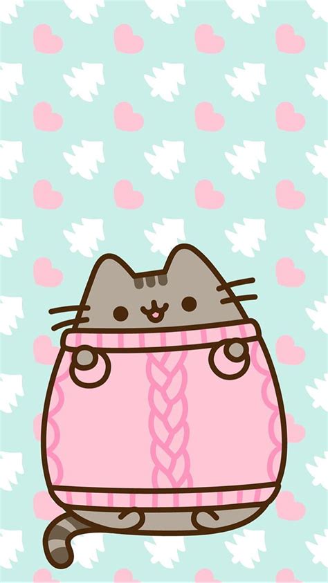 Pusheen Sweater, winter, cute, corazones, HD phone wallpaper | Peakpx