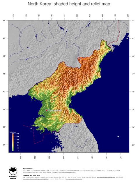 Map Korea, North; GinkgoMaps continent: Asia; region: Korea, North