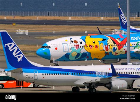 ANA Pokemon Jet Boeing 777 at Haneda Airport Tokyo Japan Stock Photo ...