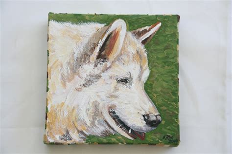 Original Acrylic Painting 6x6 Wolf Art, Timber Wolf Artwork, Mini ...