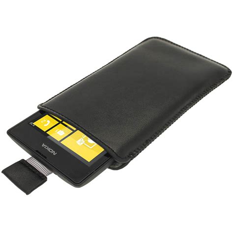 Black Leather Pull TAB Pouch FOR Nokia Lumia 520 Windows Phone Case Cover Holder | eBay