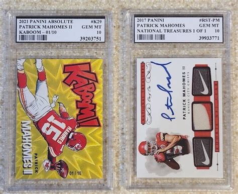 2x Graded Patrick Mahomes Cards 2021 Panini Absolute K29 Kaboom ...