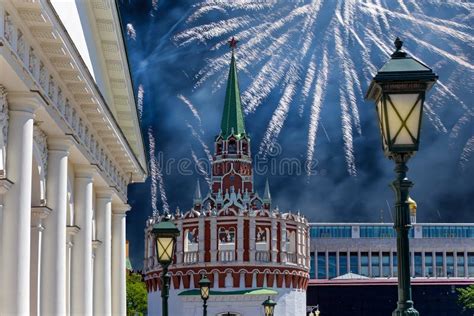 Fireworks Over the Moscow Kremlin during Victory Day WWII, Russia Stock ...