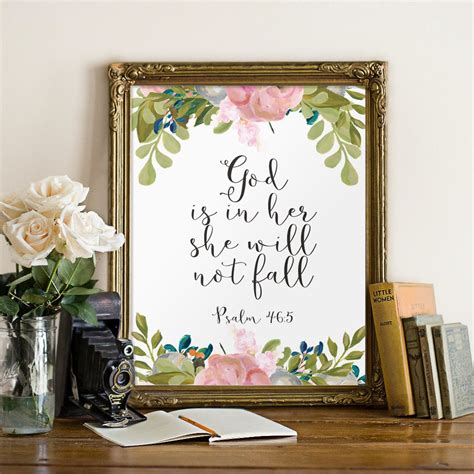 Bible verse wall art psalm 46:5 Scripture art God is within