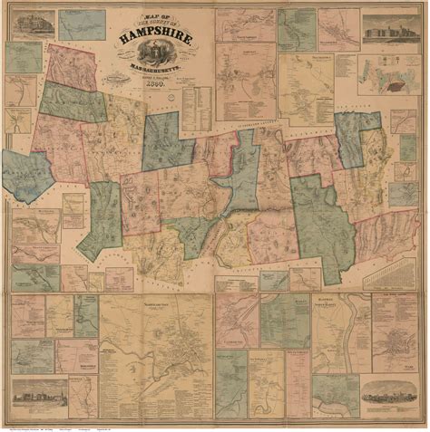 Map of Hampshire County, MA 1860 - Wall Map