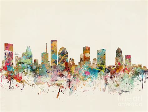 Houston Texas Skyline Painting by Bri Buckley - Pixels