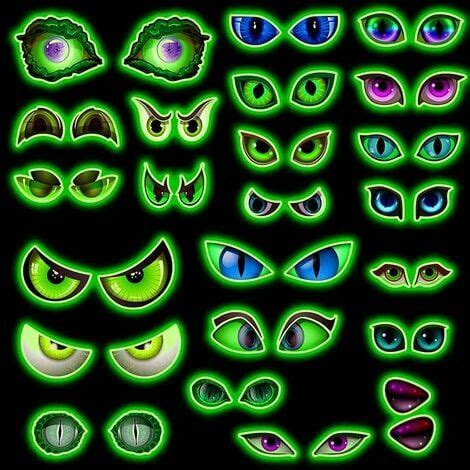 DRIVE - PSANZB 1 Set Fluorescent Halloween Stickers Halloween Eyes ...