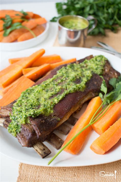 Roasted Lamb Riblets with Chimichurri Sauce - Sparkle Kitchen