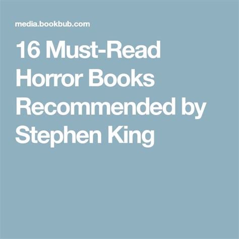 16 Must-Read Horror Books Recommended by Stephen King | Horror books ...