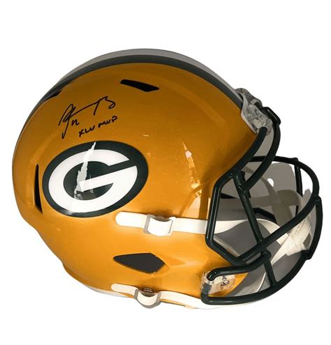 Aaron Rodgers Signed Packers Full-Size Speed Helmet Inscribed "XLV MVP ...