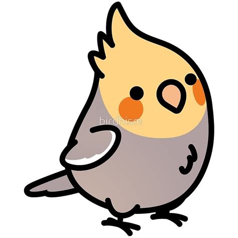 Chubby Cinnamon Cockatiel - Cute Doodle Art