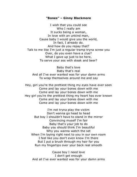 Bones Lyrics - Ginny Blackmore