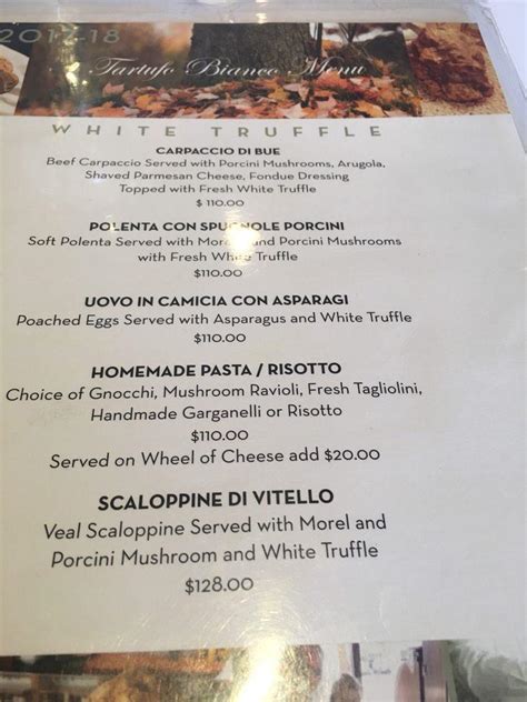 Menu at Il Pastaio restaurant, Beverly Hills