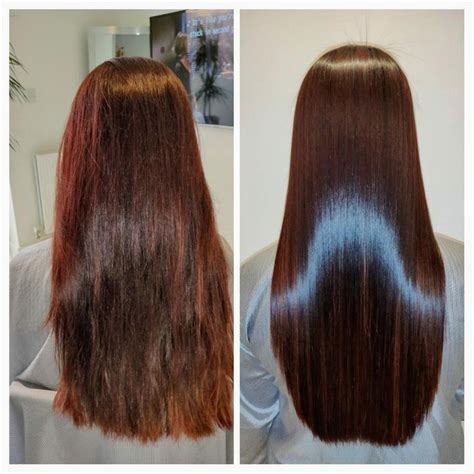 Just got my Brazilian blowout done an hour ago! Both photos taken with flash no editing. Happy ...