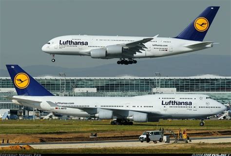 Lufthansa Airbus 380 & Boeing 747. New meets old. | Boeing 747 ...