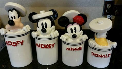 DISNEY STORE MICKEY 4 pc KITCHEN CANISTER SET DONALD DUCK GOOFY MINNIE MOUSE HTF | #1863397117