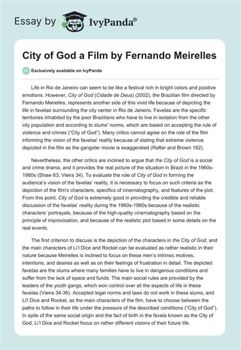 "City of God" a Film by Fernando Meirelles - 1444 Words | Assessment ...