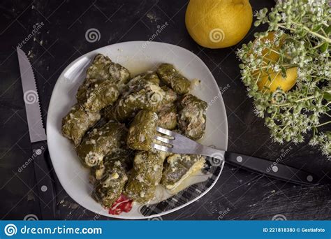 Dolmas in Egg-lemon Sauce Greek Cuisine Stock Photo - Image of dolmas ...