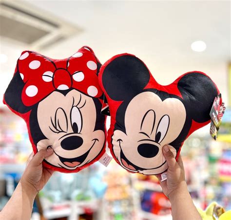 Mickey and Minnie Mouse Face Cushion Pillow, Furniture & Home Living, Bedding & Towels on Carousell