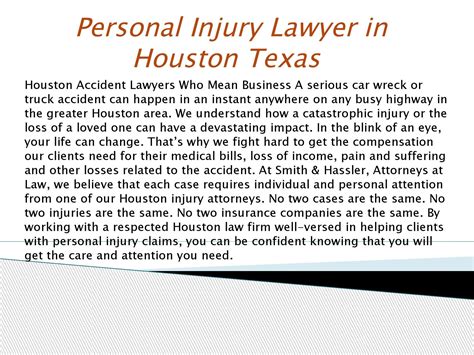 Personal Injury Lawyer in Houston by smithandhassler - Issuu