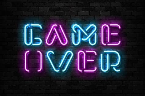 Vector Realistic Isolated Neon Sign Of Game Over Typography Logo For Template Decoration And ...