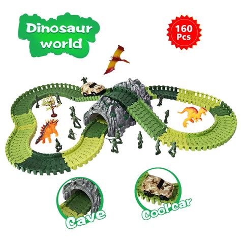 Track Dinosaur Toys Track Set DIY Simulation Jungle Dinosaur Theme Park ...