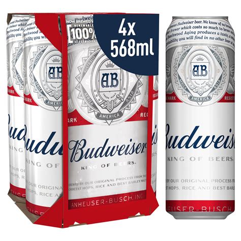 Budweiser Beer Cans 4 x 568ml | Beer | Iceland Foods