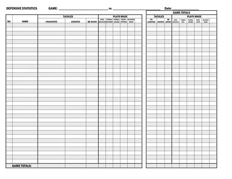 Printable Soccer Stats Sheet