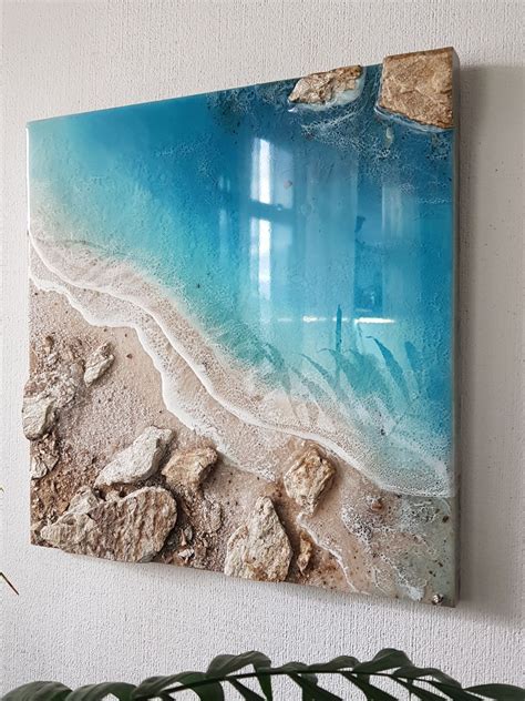 Resin beach art | Arte abstracto sobre lienzo, Abstracto, Muebles de resina