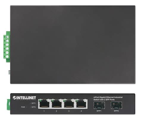 Intellinet Industrial 4-Port GbE Switch w/ 2 SFP Ports (508247)