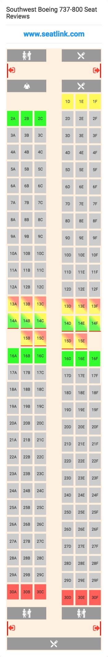 Southwest Boeing 737-800 (73H) Seat Map | Alaska airlines, Airlines, Boeing