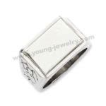 Steel Signet Engraved Ring w/ Carved Edge