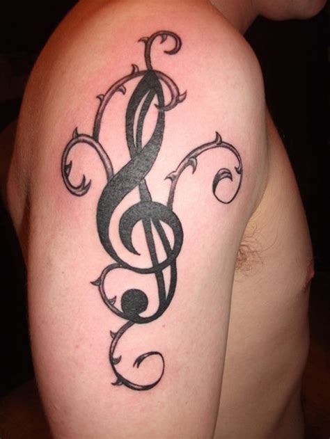 Treble Clef Tattoo Shoulder for Men