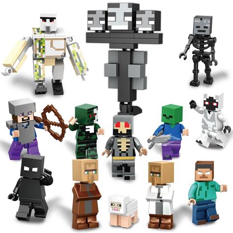 Steve Notch Herobrine Villager Sheep Iron Golem Minifigures Lego Compatible Minecraft sets