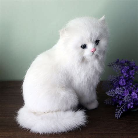 Realistic White Cat Stuffed Animal