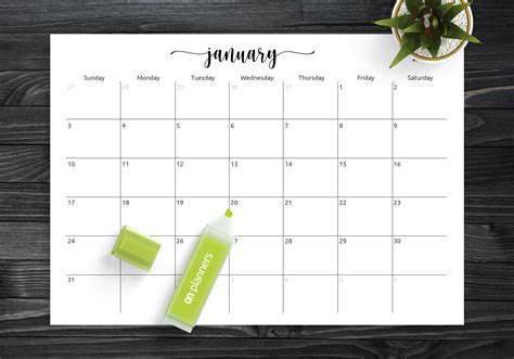 Download Printable Spacious Monthly Calendar Grid PDF